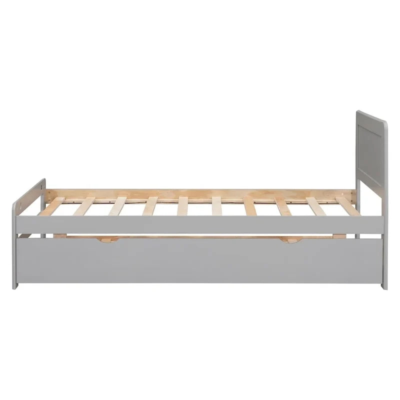 Cadre de lit plateforme en bois au design moderne avec lit gigogne