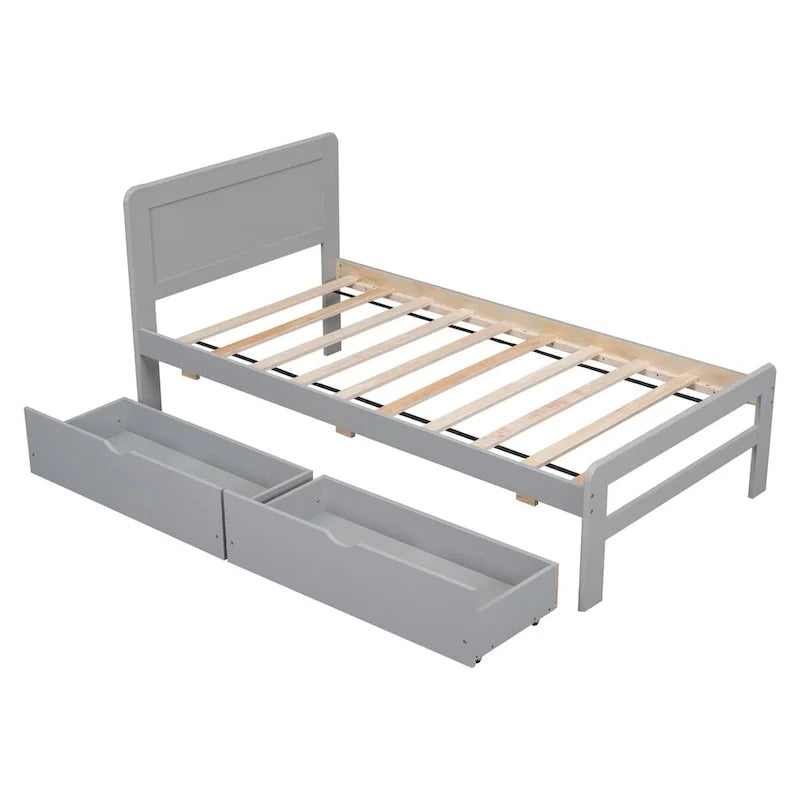 Cadre de lit plateforme en bois au design moderne avec lit gigogne