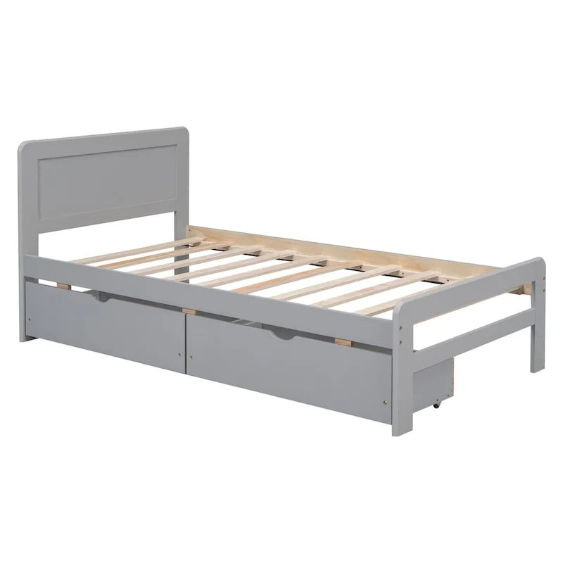 Cadre de lit plateforme en bois au design moderne avec lit gigogne