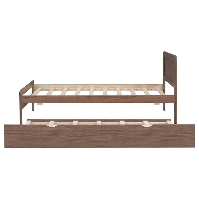 Cadre de lit plateforme en bois au design moderne avec lit gigogne