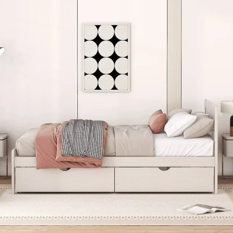 Cadre de lit plateforme en bois au design moderne avec lit gigogne