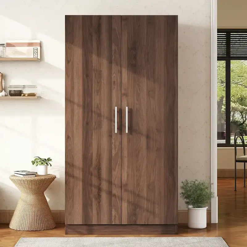 Armoire en bois à 2 portes avec 3 étagères de rangement, marron (Date de livraison prévue : 21.06)