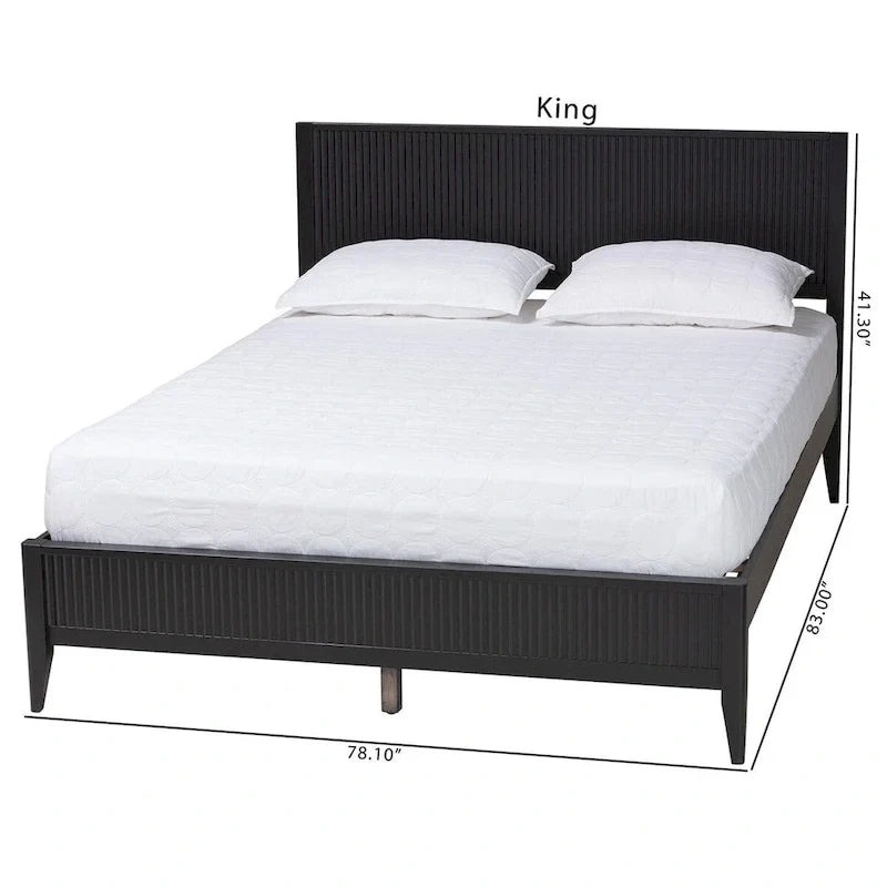 Letto a piattaforma Primrose in legno scanalato stile Mid-Century