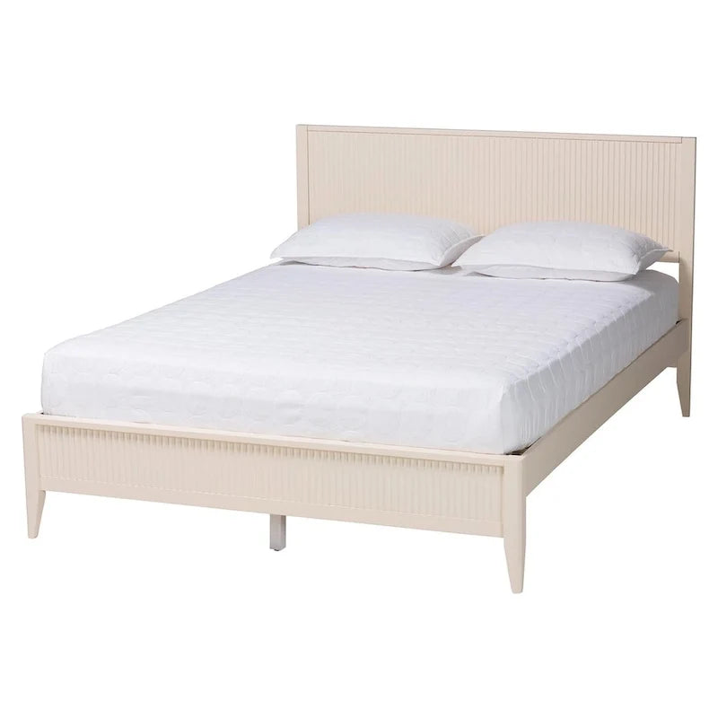 Letto a piattaforma Primrose in legno scanalato stile Mid-Century