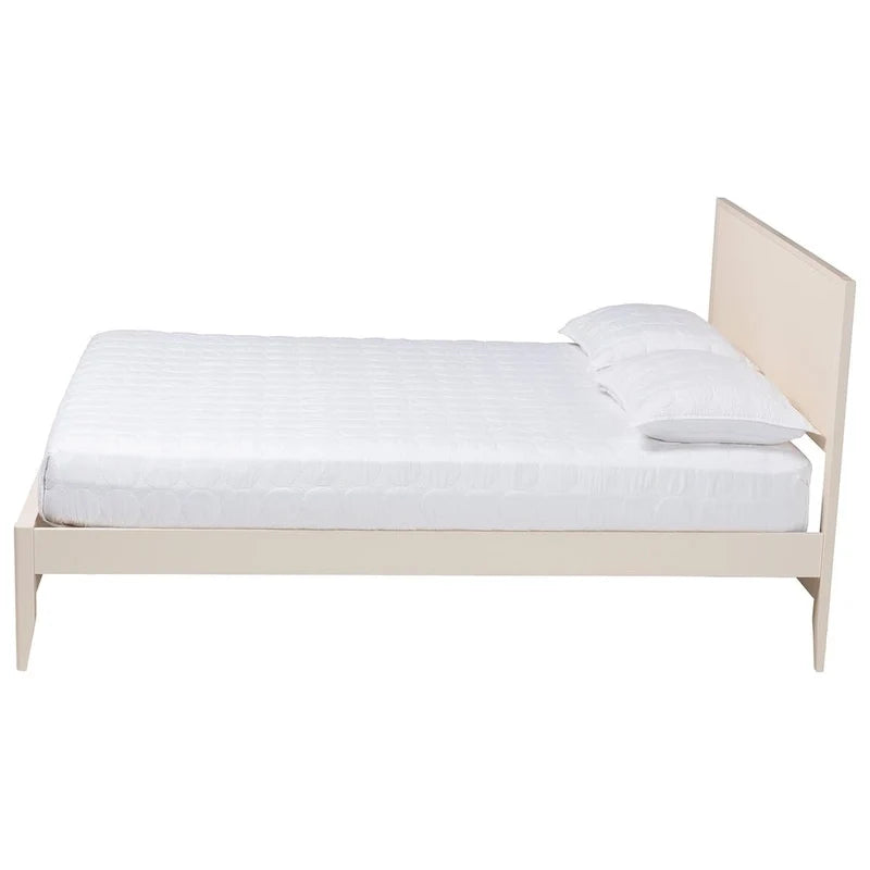 Letto a piattaforma Primrose in legno scanalato stile Mid-Century