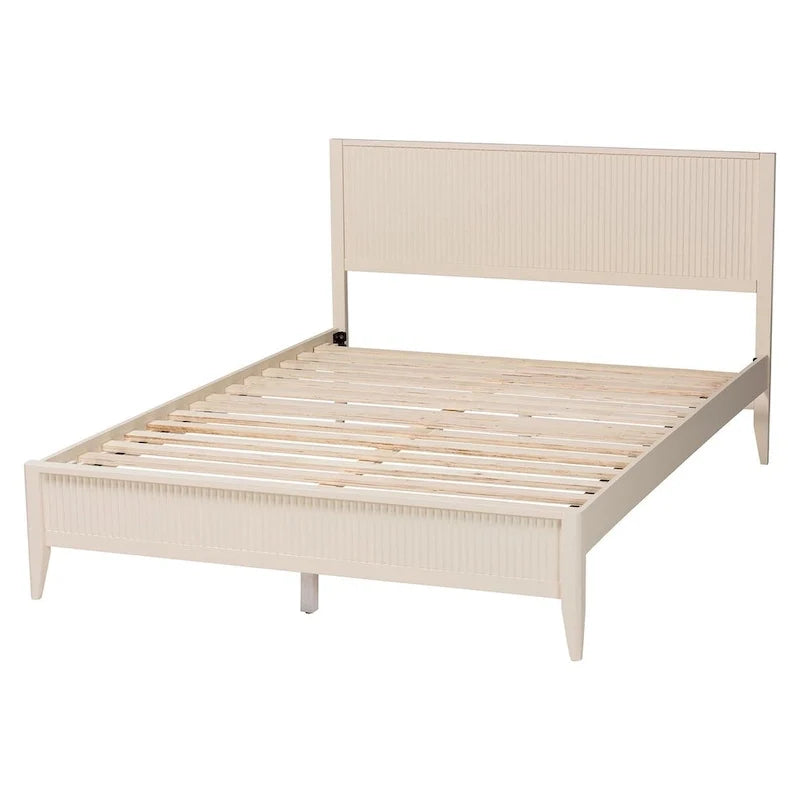 Letto a piattaforma Primrose in legno scanalato stile Mid-Century