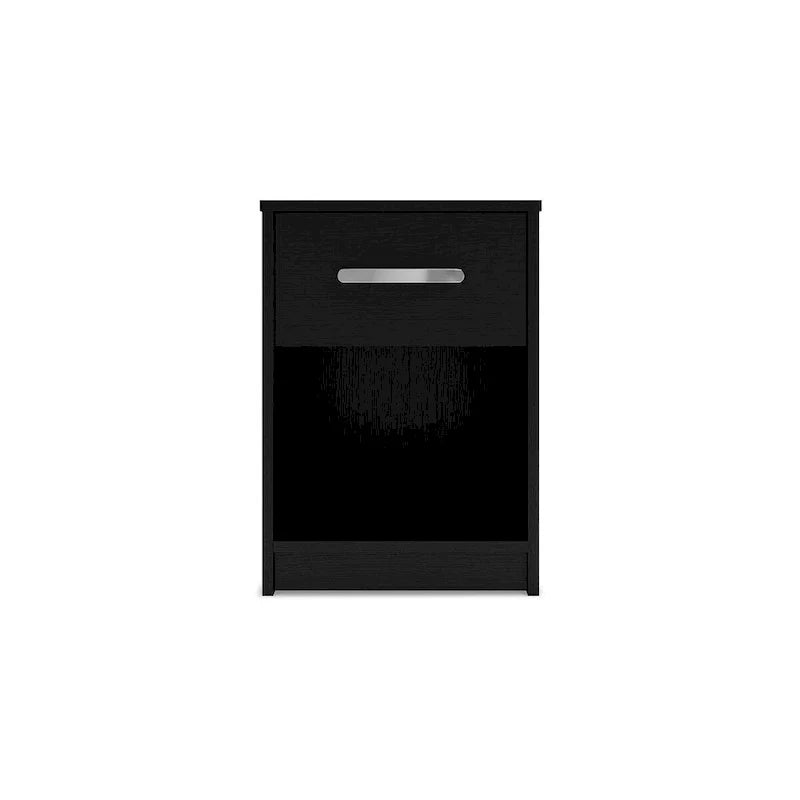 Lit plate-forme noir Ashley Finch de Signature Design avec 2 tables de chevet