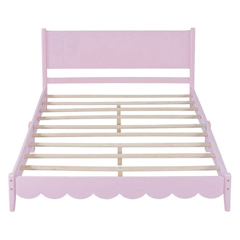 Lit plateforme en bois Queen Size avec tête de lit rectangulaire
