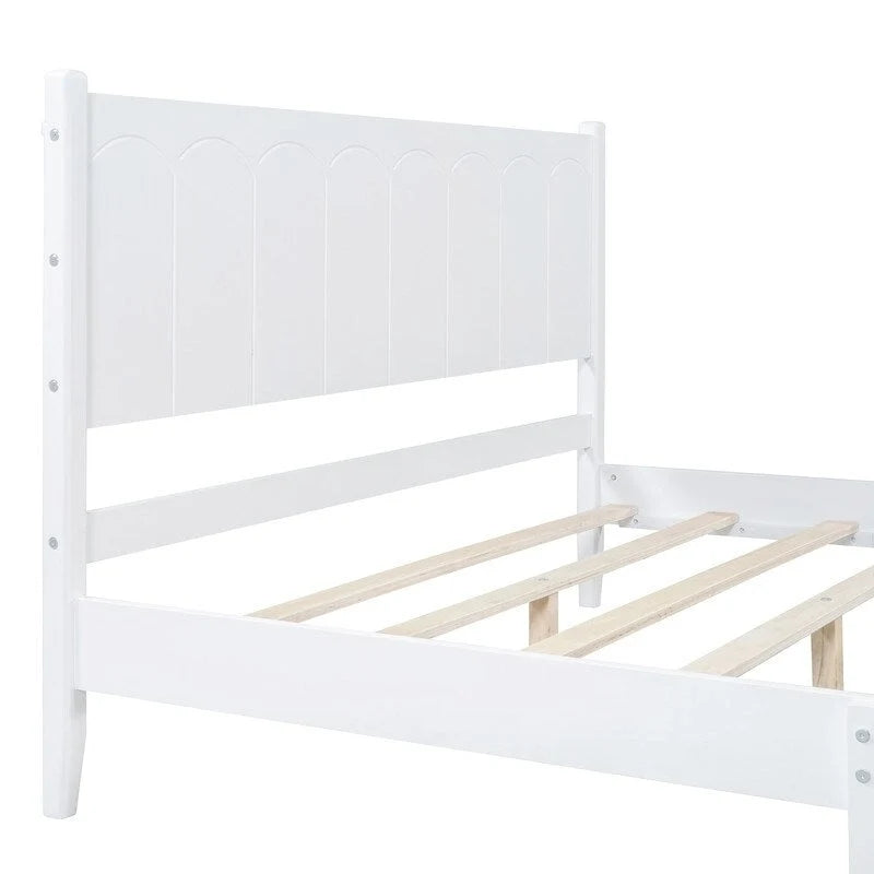 Lit plateforme en bois Queen Size avec tête de lit rectangulaire