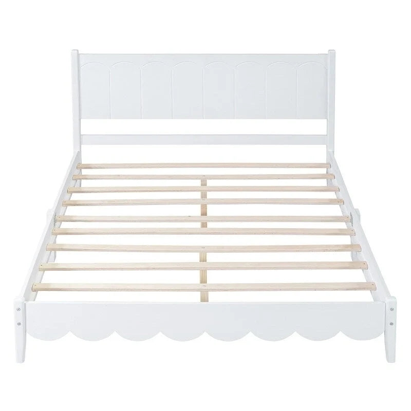 Lit plateforme en bois Queen Size avec tête de lit rectangulaire