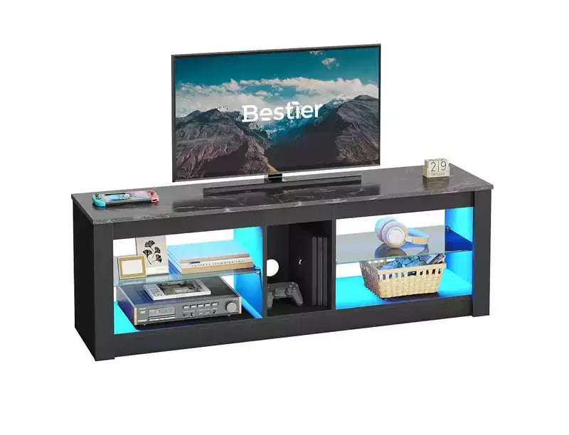 Mobile porta TV in truciolato con ripiani in vetro 47A x 140L x 35P cm