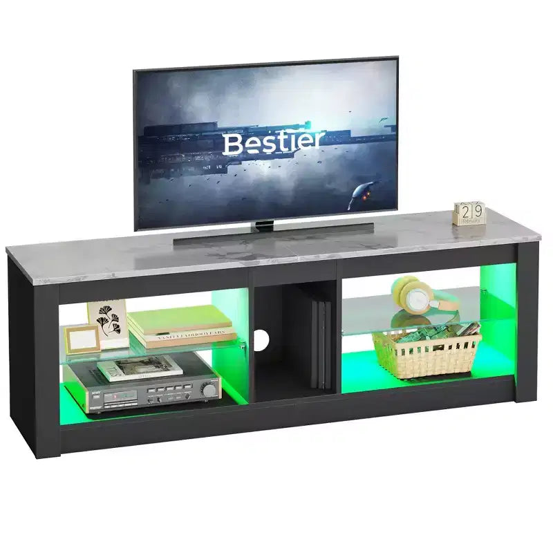 Mobile porta TV in truciolato con ripiani in vetro 47A x 140L x 35P cm