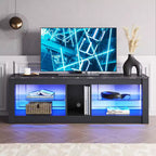 Bestier 55 TV Stand for TVs up to 60 inch, Gaming Media Console for PS4, LED TV Cabinets Entertainment Center with Glass Shelves