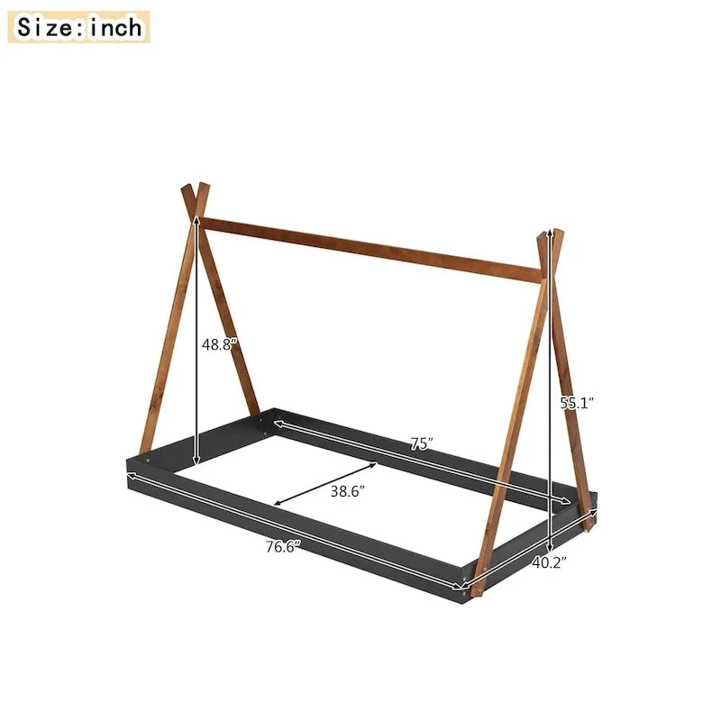 Lit de sol de tente avec structure triangulaire