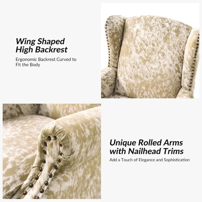 Ivan Traditional Animal Pattern Armchair with Nailhead Trim by HULALA HOME