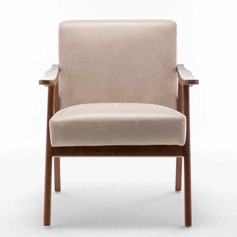 Extra-Thick Backrest Accent Chair with Solid Wood Frame