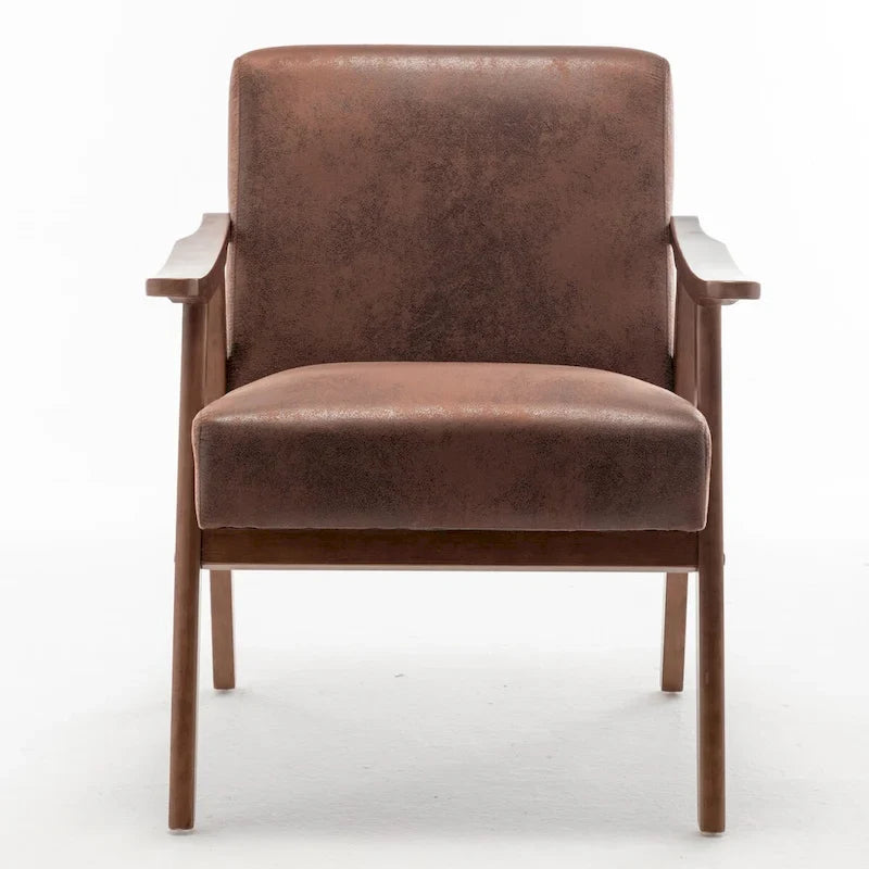 Extra-Thick Backrest Accent Chair with Solid Wood Frame