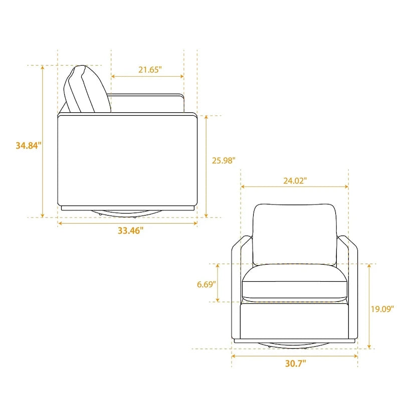 Square Upholstered Swivel Accent Chair