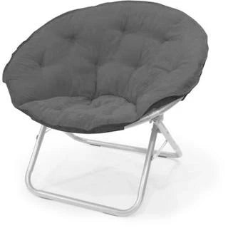 Purple Microsuede/Metal Large Contemporary Saucer Chair