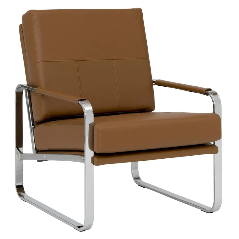 Studio Designs Home Allure Metal and Blended Leather Modern Accent Arm Chair