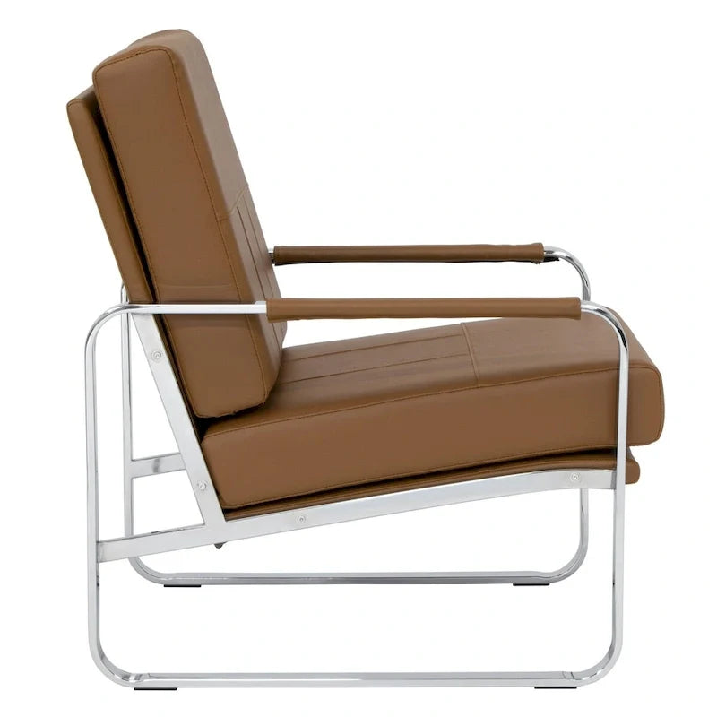 Studio Designs Home Allure Metal and Blended Leather Modern Accent Arm Chair