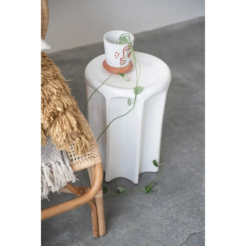 Sculpted Stoneware Stool or Side Table