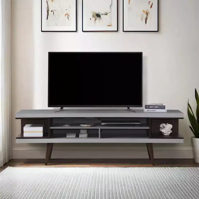 Mobile TV in Legno da 70,87 pollici con 5 Ripiani Contenitori, Adatto per TV fino a 75 pollici