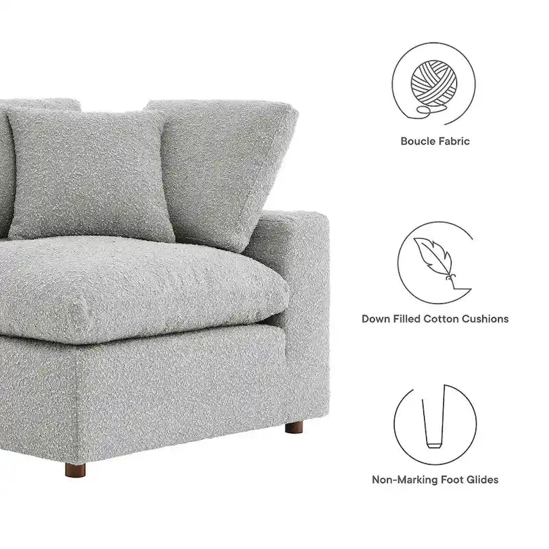 Commix Down Filled Overstuffed Boucle Fabric Corner Chair