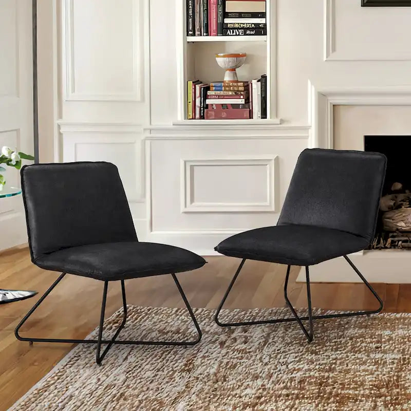 Fauteuil d'appoint en similicuir du milieu du siècle avec dossier réglable, lot de 2 - 31,5 H x 22,2 L x 23,6 P