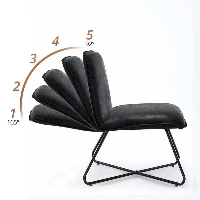 Fauteuil d'appoint en similicuir du milieu du siècle avec dossier réglable, lot de 2 - 31,5 H x 22,2 L x 23,6 P