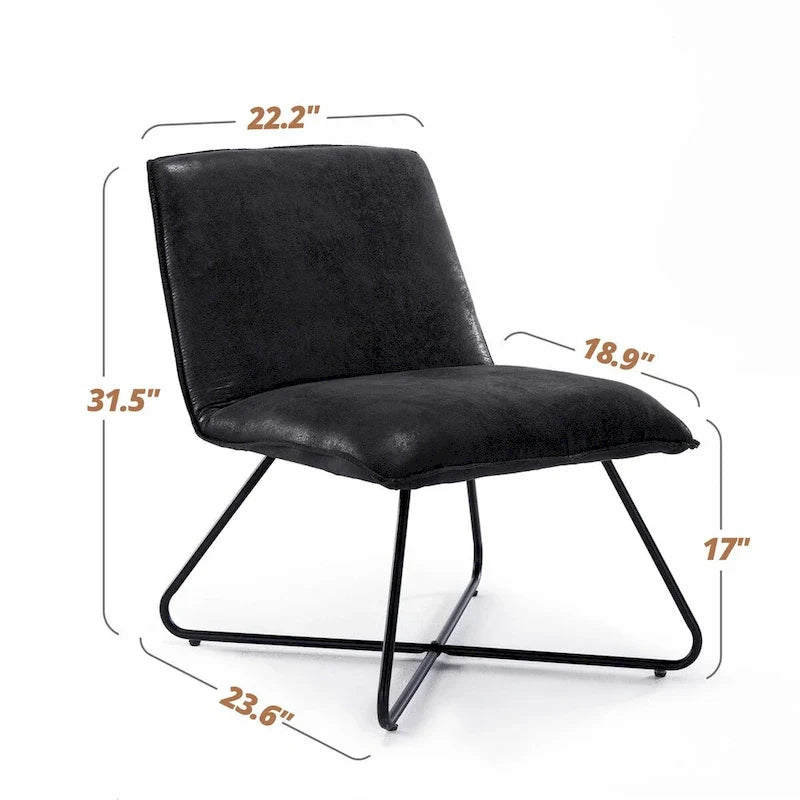 Fauteuil d'appoint en similicuir du milieu du siècle avec dossier réglable, lot de 2 - 31,5 H x 22,2 L x 23,6 P