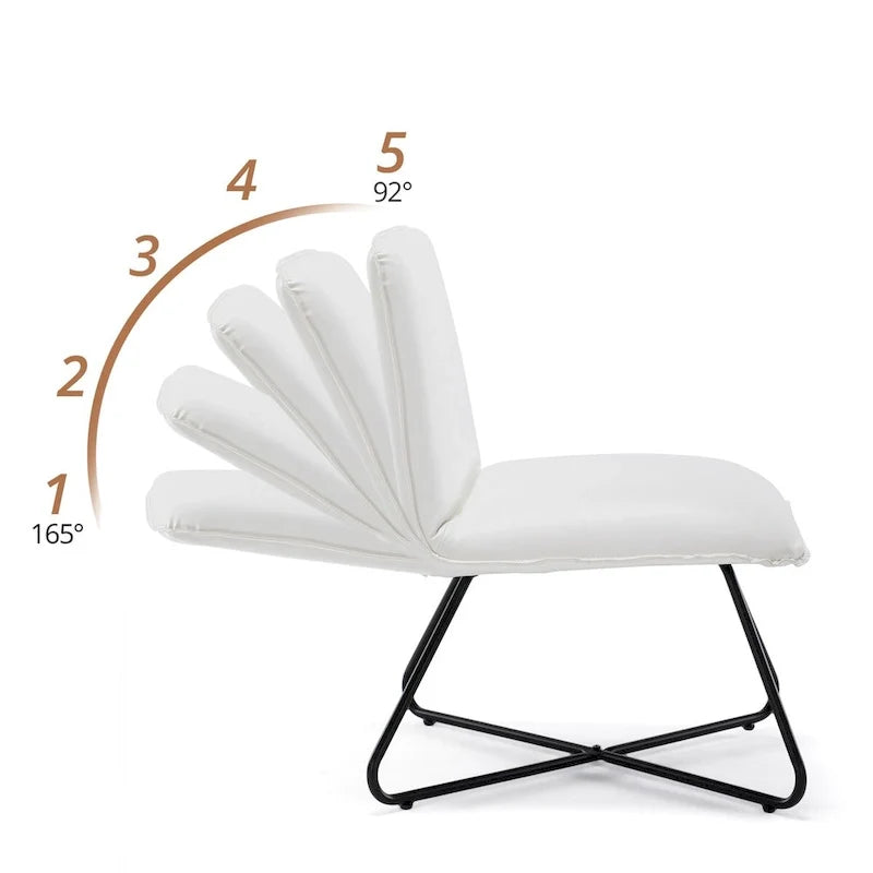 Fauteuil d'appoint en similicuir du milieu du siècle avec dossier réglable, lot de 2 - 31,5 H x 22,2 L x 23,6 P
