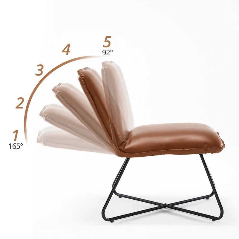 Fauteuil d'appoint en similicuir du milieu du siècle avec dossier réglable, lot de 2 - 31,5 H x 22,2 L x 23,6 P