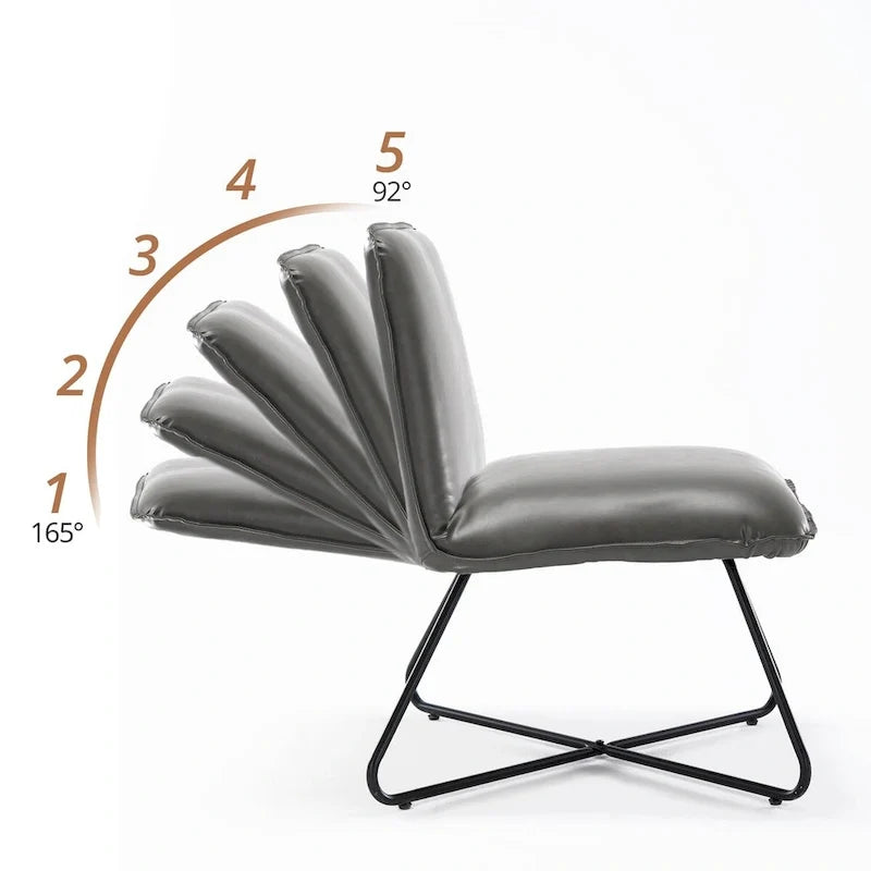 Fauteuil d'appoint en similicuir du milieu du siècle avec dossier réglable, lot de 2 - 31,5 H x 22,2 L x 23,6 P