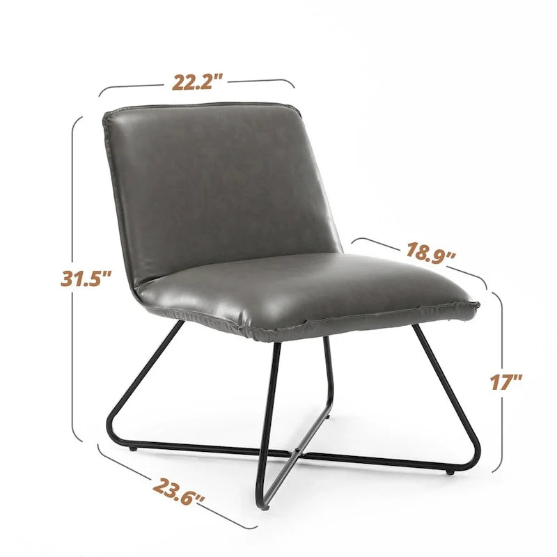 Fauteuil d'appoint en similicuir du milieu du siècle avec dossier réglable, lot de 2 - 31,5 H x 22,2 L x 23,6 P