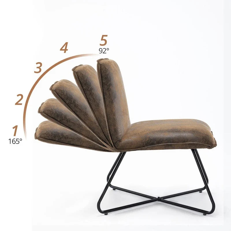 Fauteuil d'appoint en similicuir du milieu du siècle avec dossier réglable, lot de 2 - 31,5 H x 22,2 L x 23,6 P