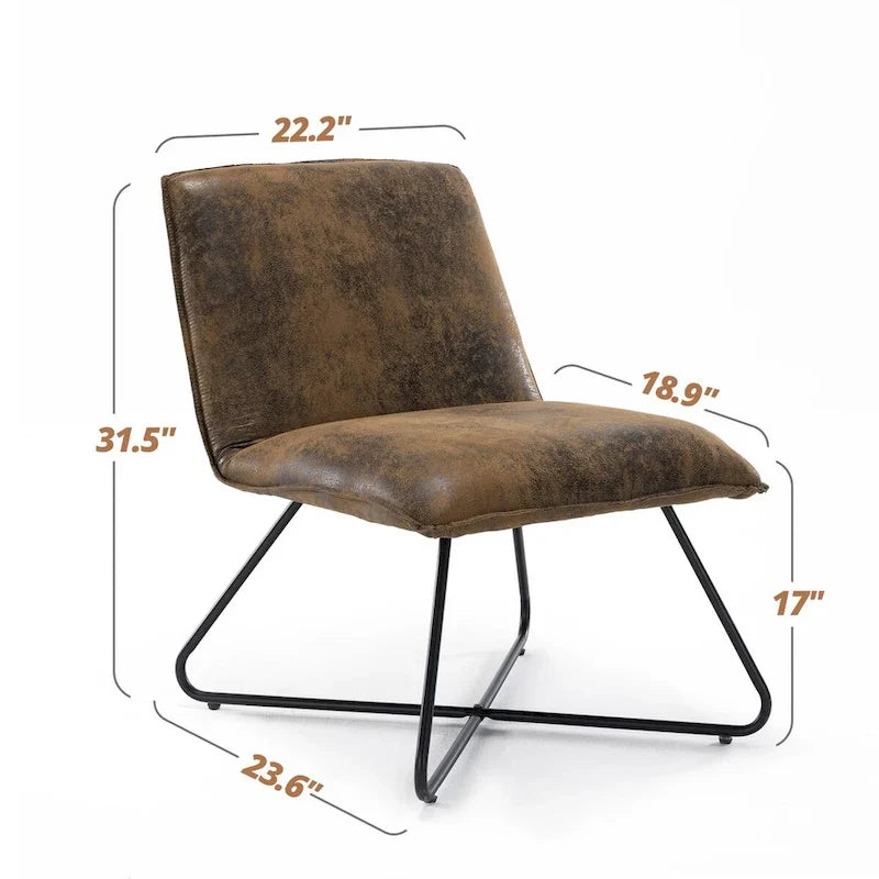 Fauteuil d'appoint en similicuir du milieu du siècle avec dossier réglable, lot de 2 - 31,5 H x 22,2 L x 23,6 P