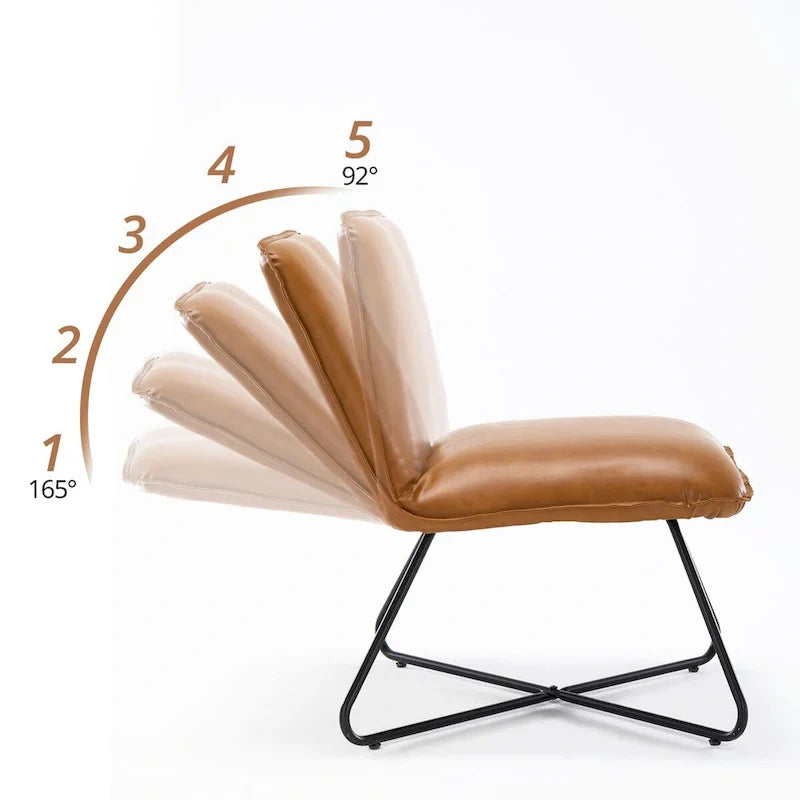 Fauteuil d'appoint en similicuir du milieu du siècle avec dossier réglable, lot de 2 - 31,5 H x 22,2 L x 23,6 P