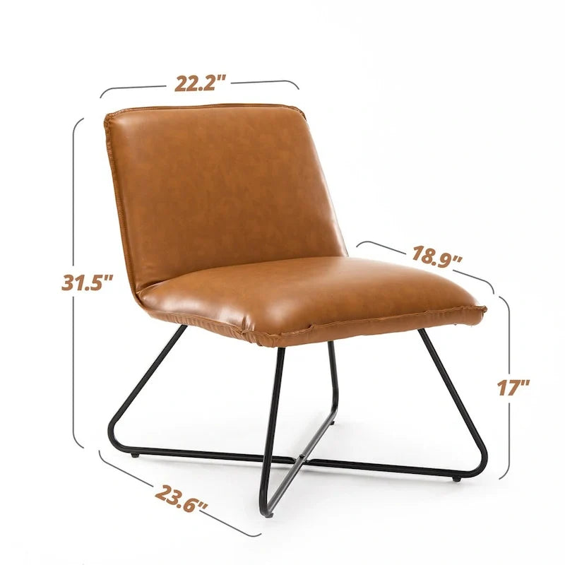 Fauteuil d'appoint en similicuir du milieu du siècle avec dossier réglable, lot de 2 - 31,5 H x 22,2 L x 23,6 P