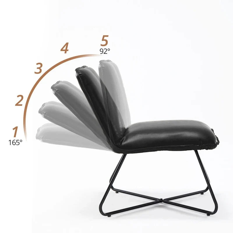 Fauteuil d'appoint en similicuir du milieu du siècle avec dossier réglable, lot de 2 - 31,5 H x 22,2 L x 23,6 P