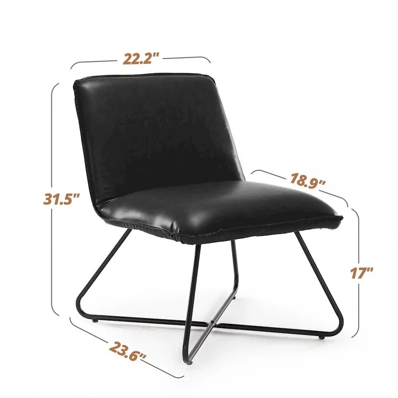 Fauteuil d'appoint en similicuir du milieu du siècle avec dossier réglable, lot de 2 - 31,5 H x 22,2 L x 23,6 P