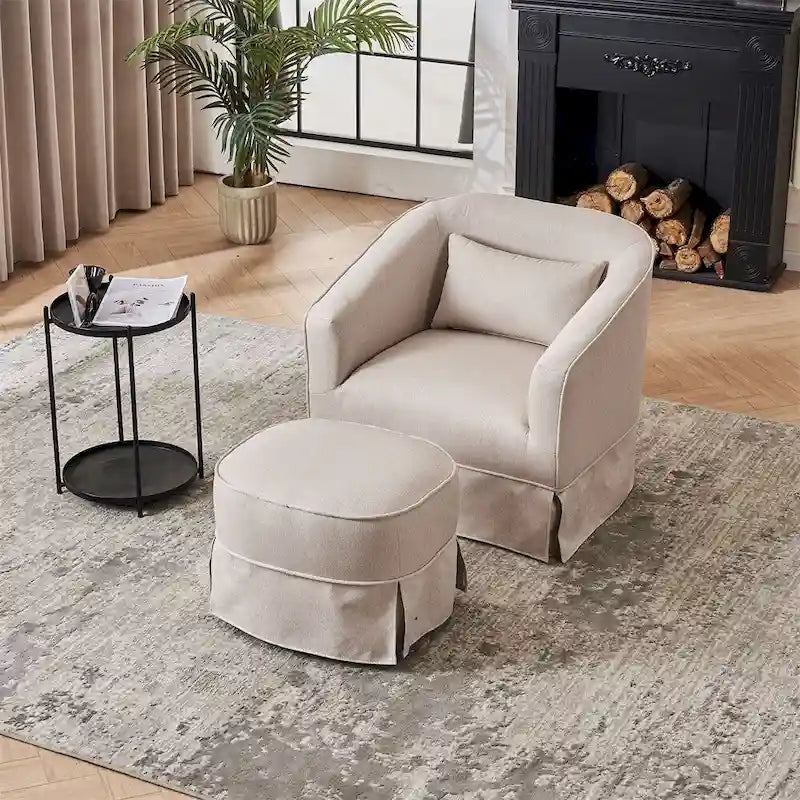 Fauteuil pivotant avec repose-pieds et piètement en métal noir