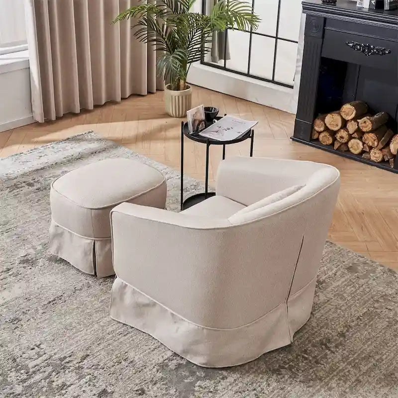 Fauteuil pivotant avec repose-pieds et piètement en métal noir