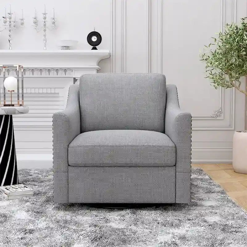 Swivel Linen Blend Modern Soft Velvet Material Ergonomics Accent Chair
