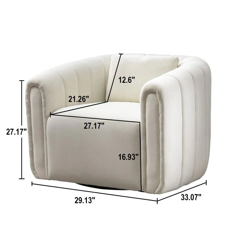 Ebello Oversize Velvet Swivel 360 Rotation Barrel Comfy Round Armchair With Pillow For Living Room Bedroom
