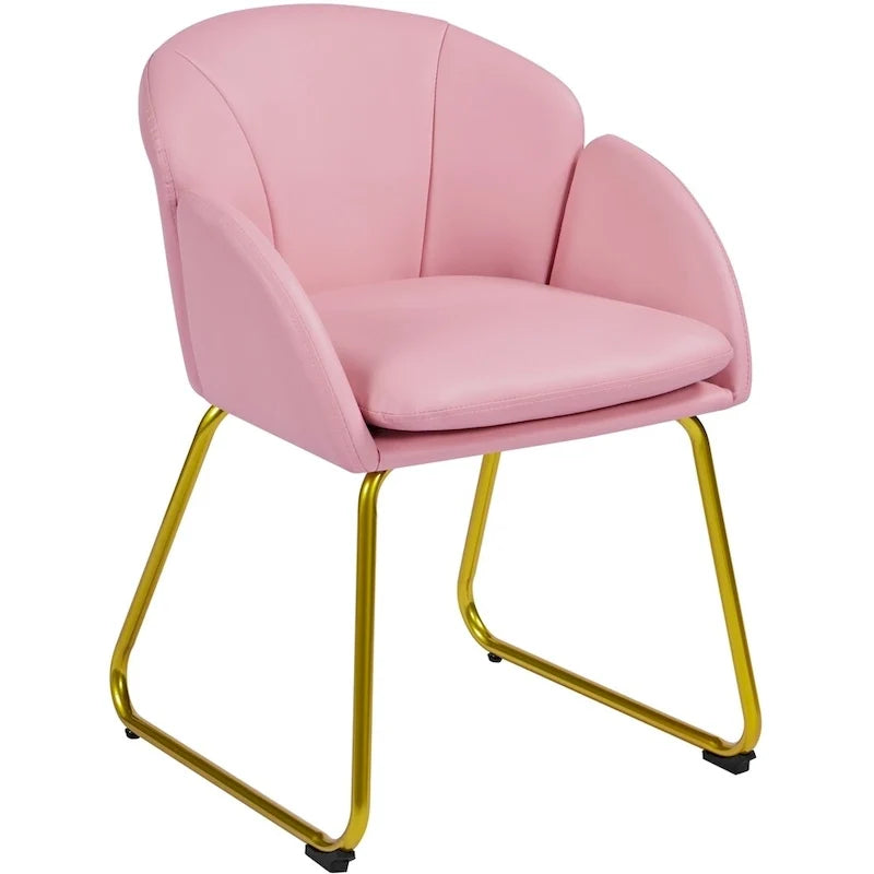 Yaheetech Flower Shape Velvet Armchair Accent Chair with Golden Metal Legs
