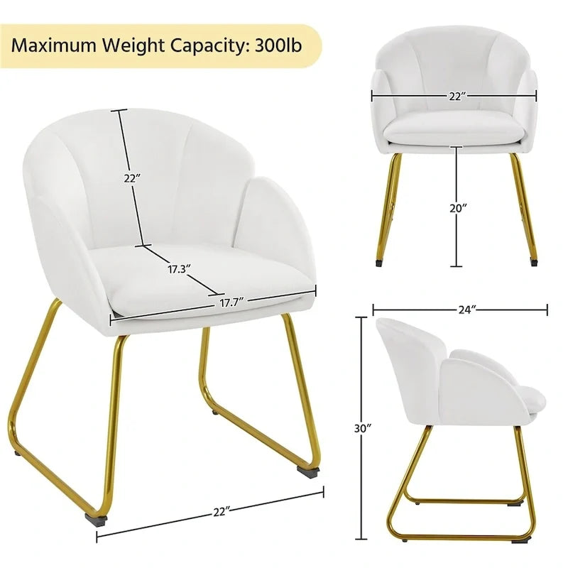 Yaheetech Flower Shape Velvet Armchair Accent Chair with Golden Metal Legs