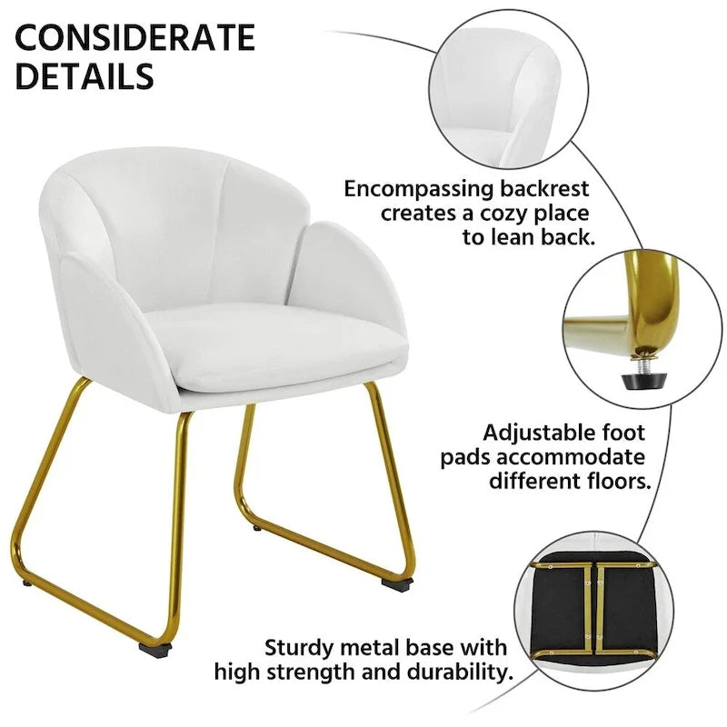Yaheetech Flower Shape Velvet Armchair Accent Chair with Golden Metal Legs