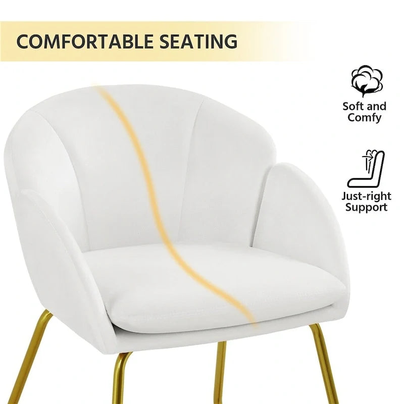 Yaheetech Flower Shape Velvet Armchair Accent Chair with Golden Metal Legs