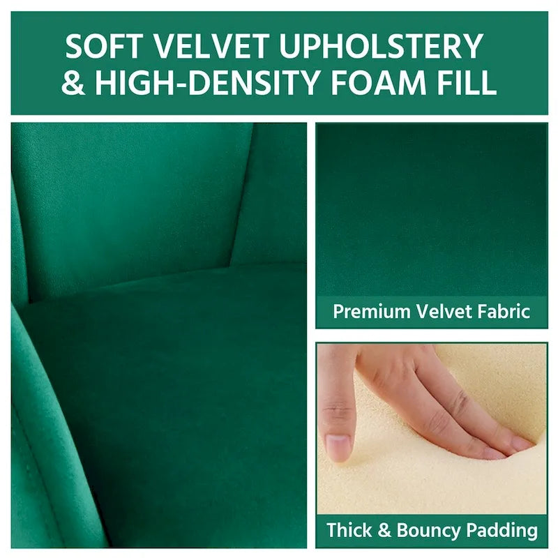 Yaheetech Flower Shape Velvet Armchair Accent Chair with Golden Metal Legs